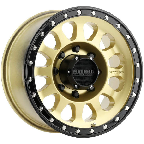 Method MR315 20x10 / 8x180 BP / -18mm Offset / 130.81mm CB Gold Black Lip Wheel MR31521088118N