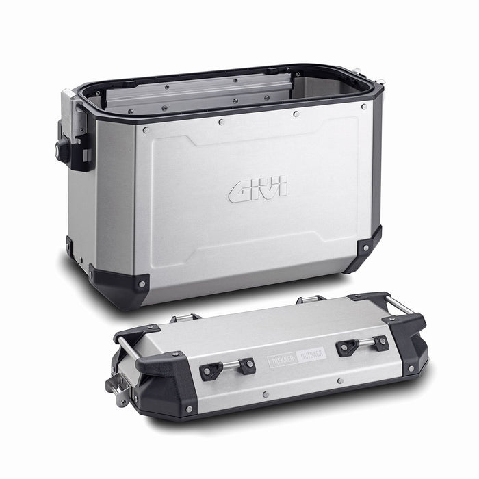 GIVI OBKN37APACK2A Outback Series 37L Aluminum Side Cases - Pair (Left and Right) - Silver