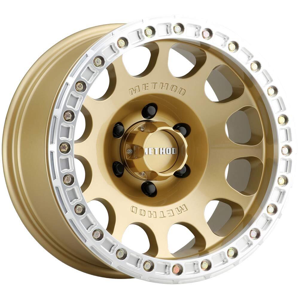 Method MR105 V3 Beadlock 17x9 -38mm Offset 5x5 71.5mm CB Gold Wheel w/ BH-H24125 MR10579050138B