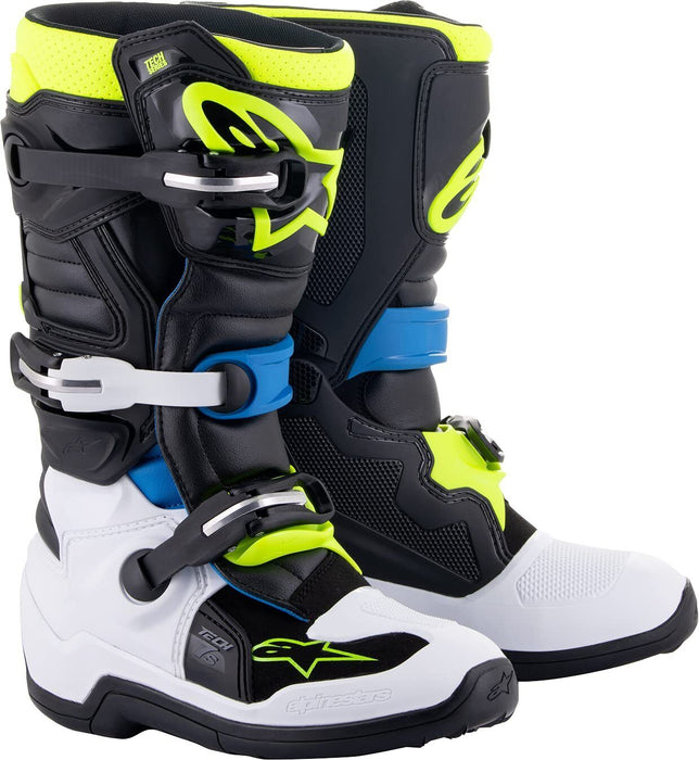 Alpinestars Tech 7S Boots Blk/Enamel Blu/Fluo Yel Sz 4 2015017-1795-4