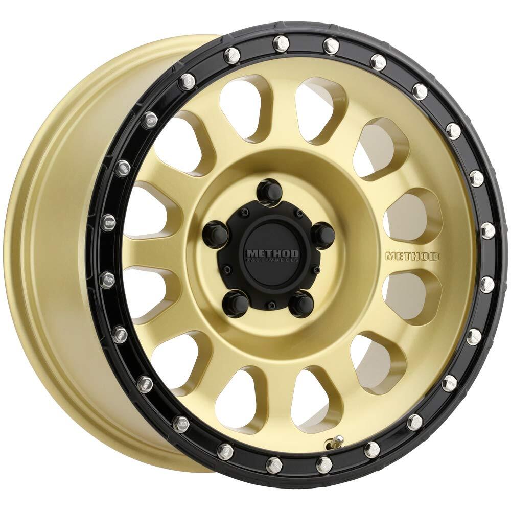 Method MR315 20x9 / 5x5.5 BP / 18mm Offset / 108mm CB Gold Black Lip Wheel MR31529055118