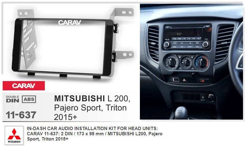 Carav In-Dash Car Audio Installation Kit For Head Units: : 2 Din 173 X 98 Mm