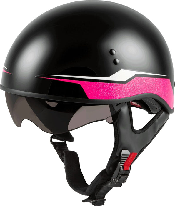 Gmax Hh-65 Half Helmet Source Full Dressed Naked Black And Pink Extra Small