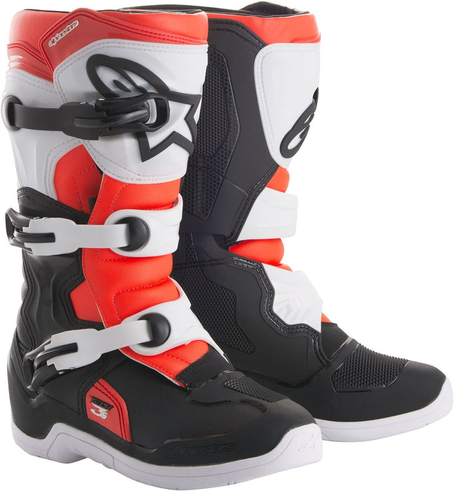 Alpinestars Tech 3S Youth Boots Black/White/Red Fluo Size 5 2014018-1231-5