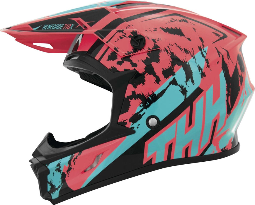 Thh Helmets T710X Renegade Youth Helmet Coral/Blue (Large, Pink Coral/Blue)