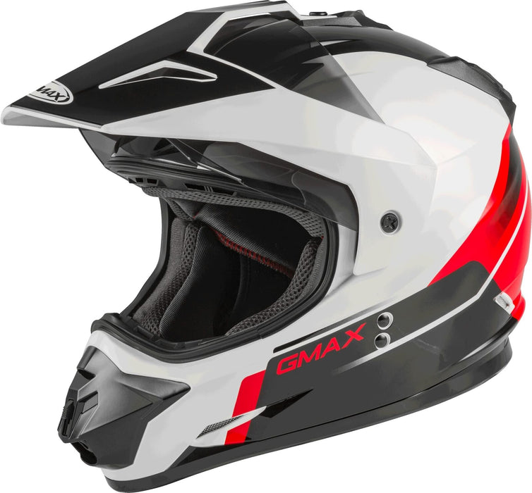 GMAX GM-11 Dual Sport Helmet (Black/White/Red, Medium)