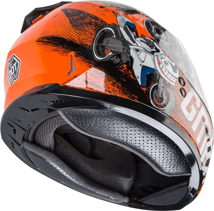 Gmax Gm-49Y Beasts Youth Full-Face Cold Weather Helmet (Orange/Blue/Grey, Youth