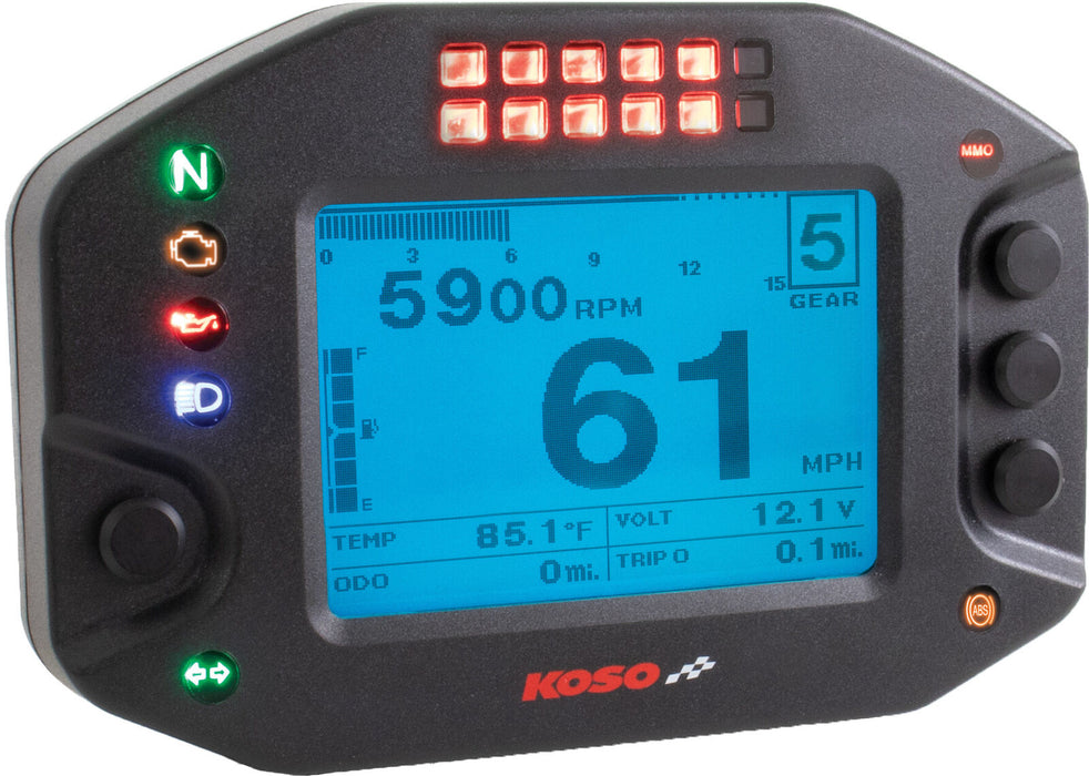 Koso Rs2 Motorcycle Multifunction Meter/Data Recorder Shift Light Universal 12V BA073000