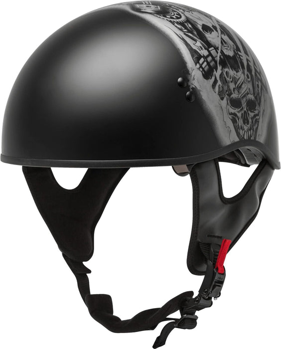 Gmax Hh-65 Half Helmet Tormentor Naked Matte Black/Silver Xs H1658073