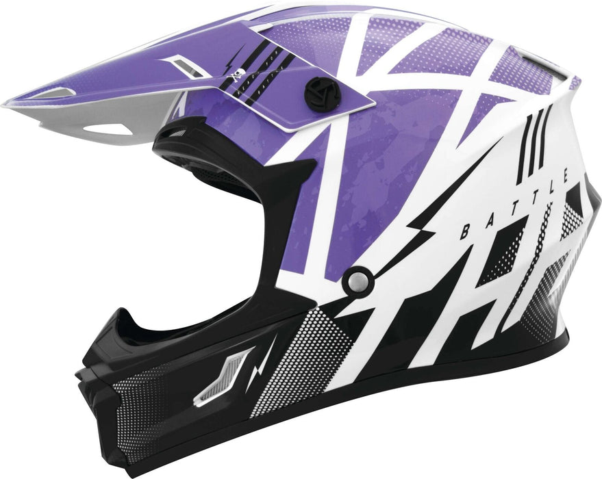 Thh T710X Battle Adult Off-Road Motorcycle Helmet Purple/Black Medium 646408