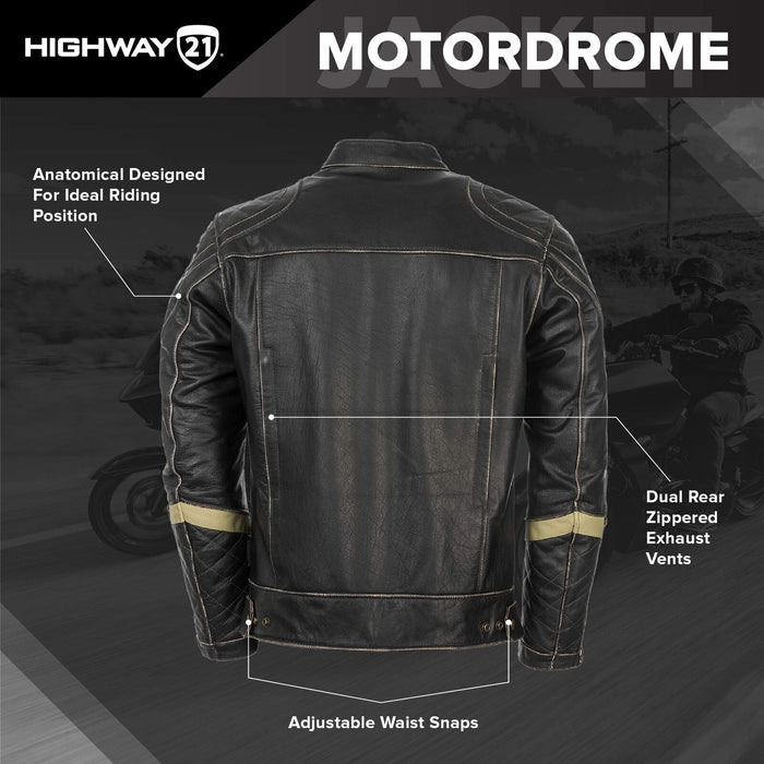 Highway 21 Motordrome Jacket (Xxx-Large, Antique Black) 489-10283X