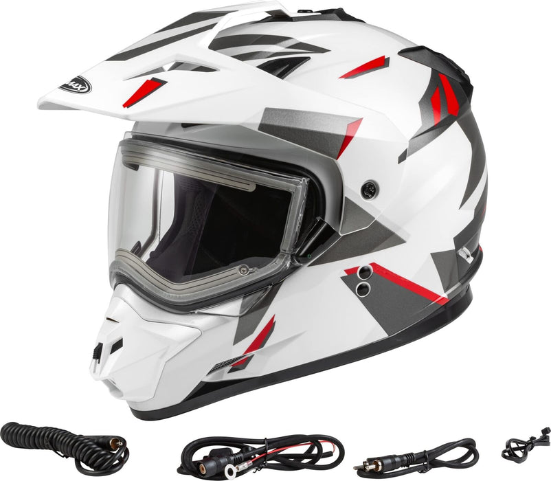 Gmax Gm-11S Adventure Electric Shield Snow Helmet (White/Grey/Red, Medium) A4113015