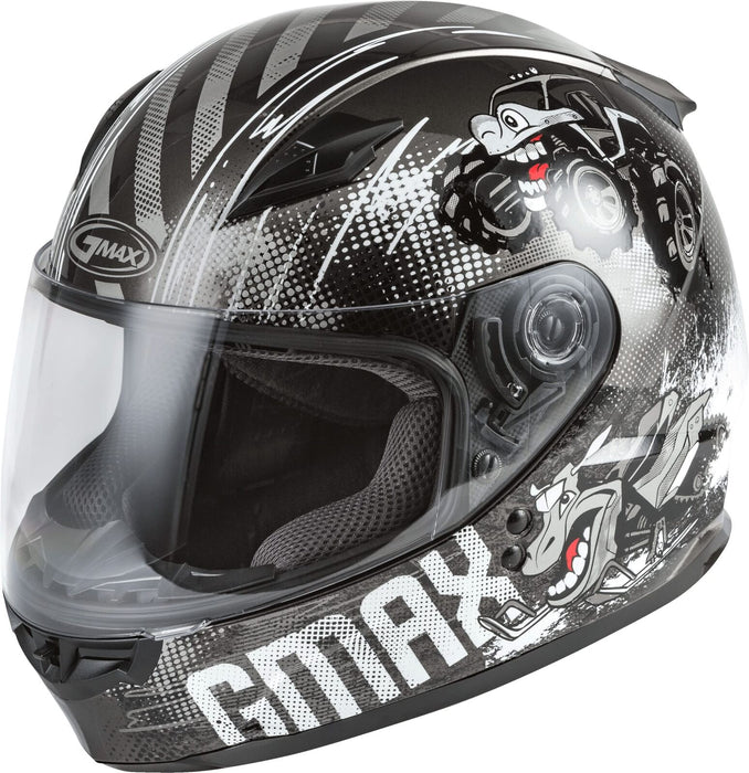 GMAX GM-49Y Beasts Youth Full-Face Helmet (Dark Silver/Black, Youth Large)