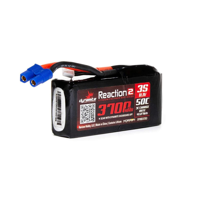 11.1V 3700mAh 3S 50C Reaction 2 LiPo Battery: EC3 DYNB37353