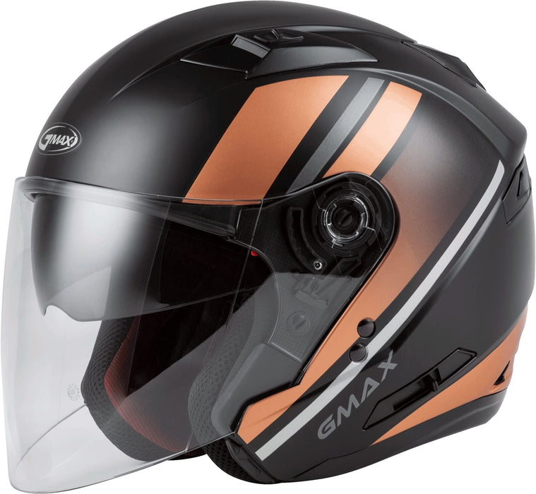 GMAX OF-77 Open-Face Street Helmet (Matte Black/Copper/Silver, Large)