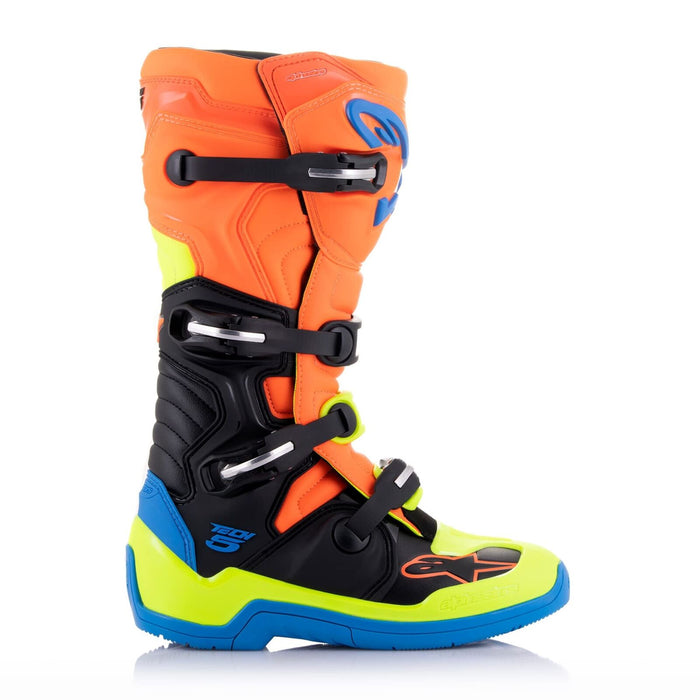 Alpinestars Tech 5 Boots Blue/Orange/Yellow Flou Size 8 2015015-4755-8