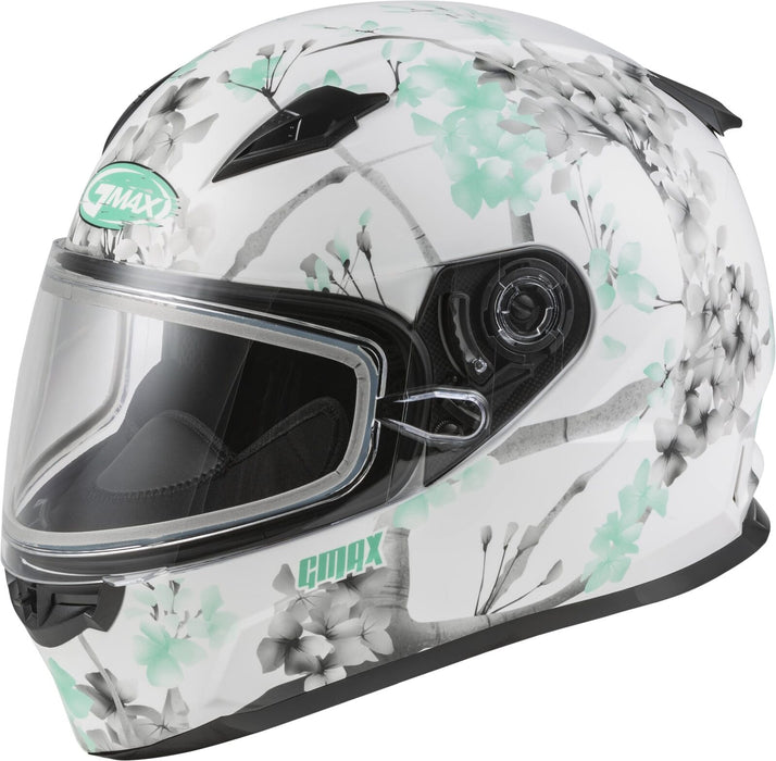 GMAX FF-49S Full-Face Dual Lens Shield Snow Helmet (Matte White/Teal/Grey,