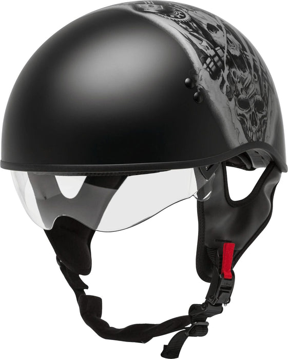 Gmax Hh-65 Half Helmet Tormentor Naked Matte Black/Silver Xs H1658073