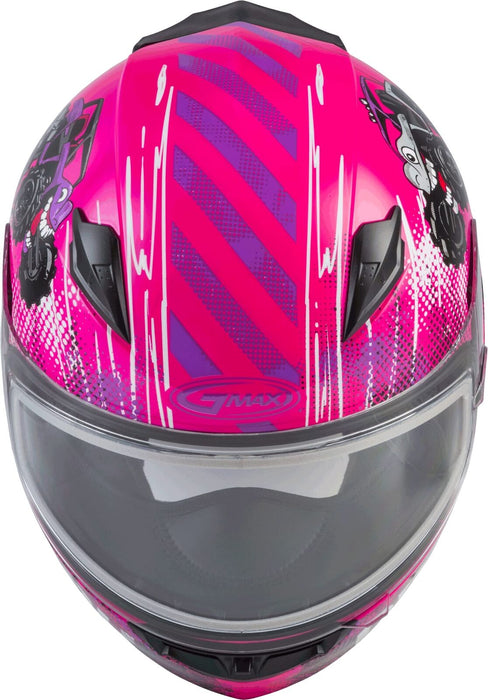 Gmax Gm-49Y Beasts Youth Full-Face Cold Weather Helmet (Pink/Purple/Grey, Youth