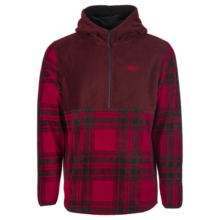 Fly Racing Half Zip Pullover Hoody (Large) (Red Plaid) 354-0022L