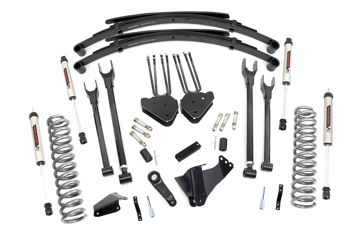 Rough Country 6 Inch Lift Kit Gas 4 Link Rr Spring V2 Fits Ford F-250/F-350 Super Duty (05-07) 58370