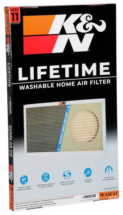 K&N 16X24X1 Hvac Furnace Air Filter, Lasts A Lifetime, Washable, Merv 11, The