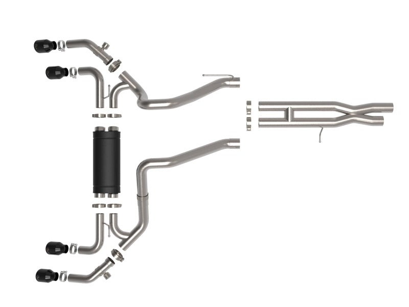 aFe Vulcan Series 2.5in 304SS Cat-Back Exhaust 2021+ compatible with Jeep Wrangler 392 6.4L w/ Black Tips 49-38098-B