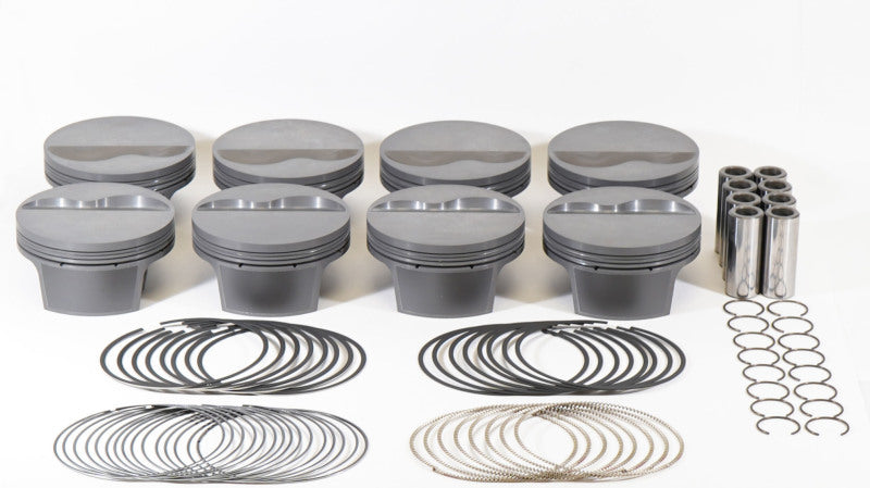 Mahle MS Piston Set Ford Flat Top SB 385ci 4.040in Bore 3.75in Stk 6.2in Rod .927 Pin -6cc 10.9 CR 930173140