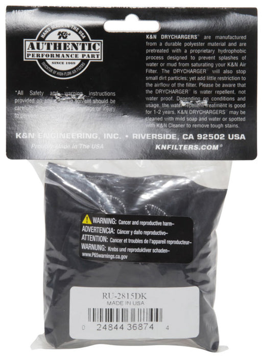 K&N Drycharger Air Filter Wrap RU-2815 Black RU-2815DK