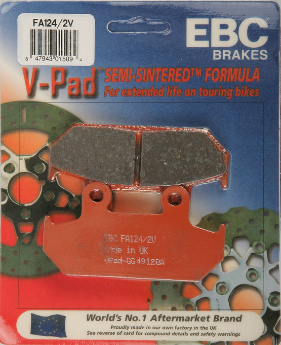 EBC Brakes FA124/2V Semi Sintered Disc Brake Pad, Black, One-Size