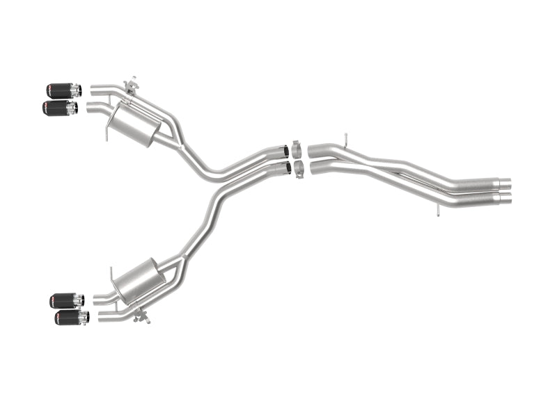 aFe 18-20 Audi RS5 Coupe MACH Force-Xp 3in to 2.5in 304 SS Axle-Back Exhaust System-Quad Carbon Tips 49-36427-C