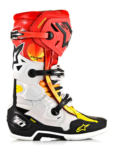 Alpinestars Tech 10 Indy Boots Black Metallic Red/Yellow Sz 08 2010019-1335-08