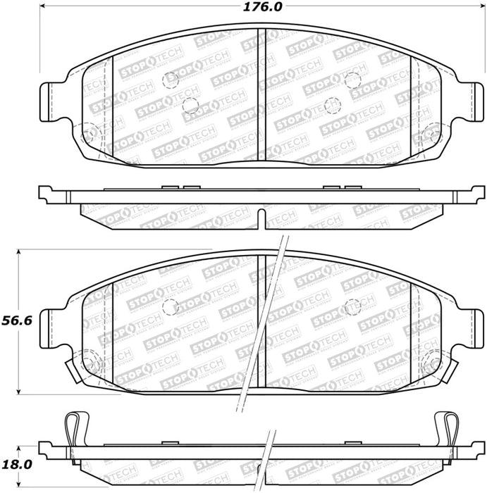 StopTech Sport Brake Pads w/Shims and Hardware Rear 309.108