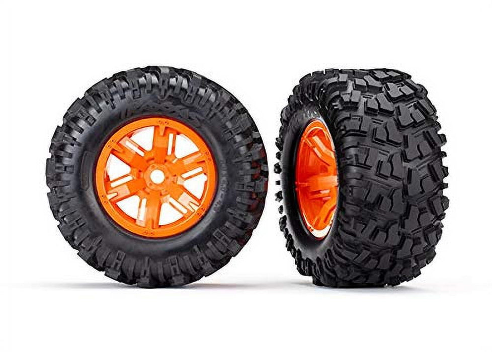 Traxxas Tra Tires & Wheels, Assembled, Glued (X-Maxx Orange Wheels, Maxx At Tires, Foam Inserts) 7772T