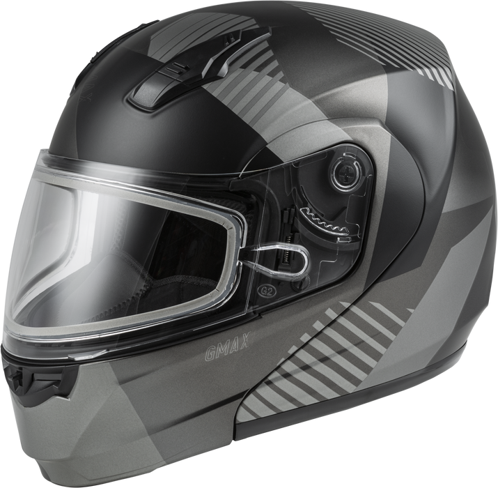 GMAX MD-04S Reserve, Lightweight Modular Helmet for Snow & Motor Sports, Comfortable Full-Face Protection (Matte Dark Silver/Black)