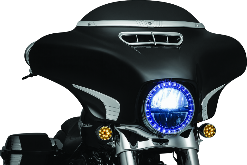 Kuryakyn Motorcycle Accessory: Tri-Line Windshield Trim For 2014-19 Harley-Davidson Touring & Trike Motorcycles, Chrome 2631