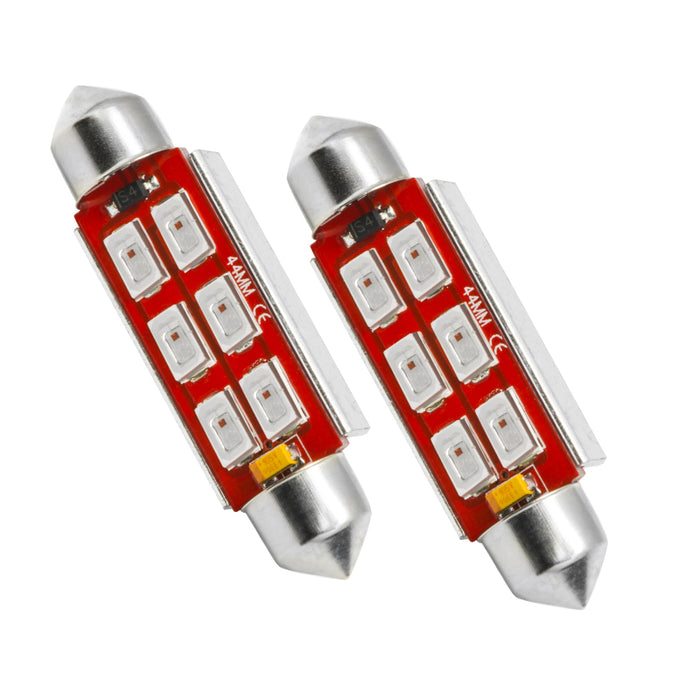 Oracle 44MM 6 LED 3-Chip Festoon Bulbs (Pair) Red SEE WARRANTY 5207-003