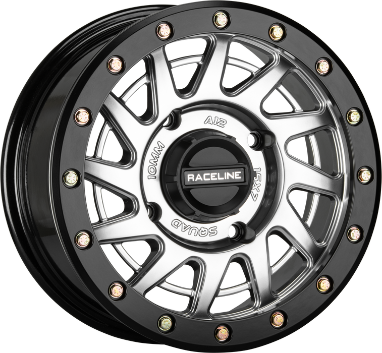 Raceline A12SB-57037+10 Squad Beadlock Wheel - 15x7-5+2-4/137 - Hyper Silver/Black