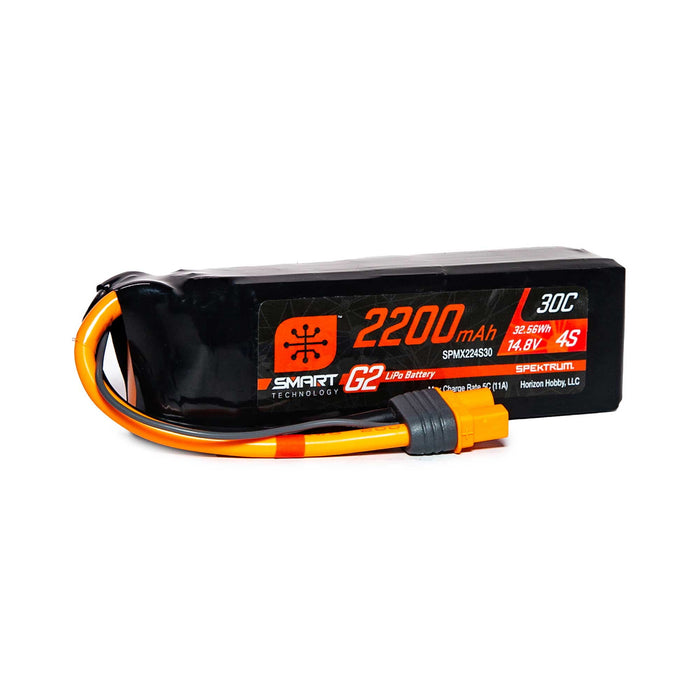 Spektrum 14.8V 2200mAh 4S 30C Smart LiPo Battery G2 IC3 SPMX224S30 Airplane Batteries