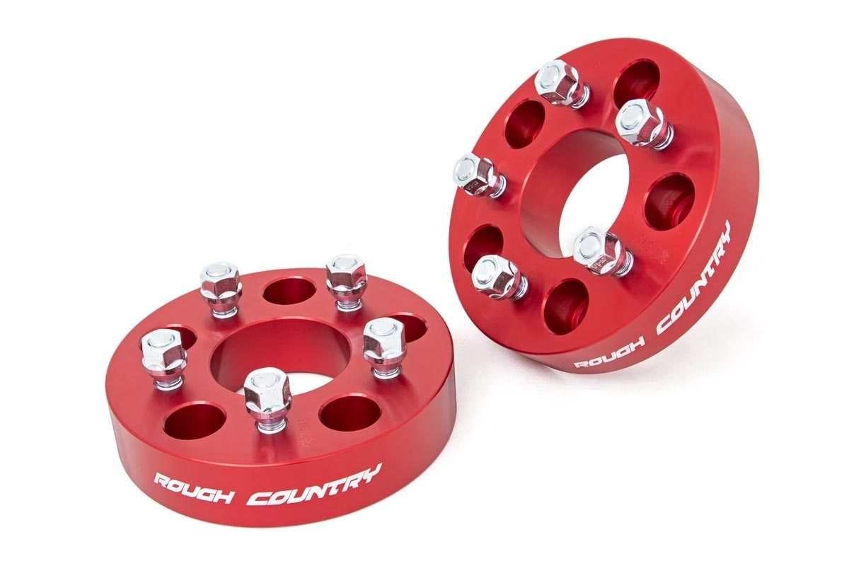 Rough Country 1.5 Inch Wheel Adapters 5X5 To 5X4.5 Red Fits Jeep Wrangler Jk (07-18) 1100RED
