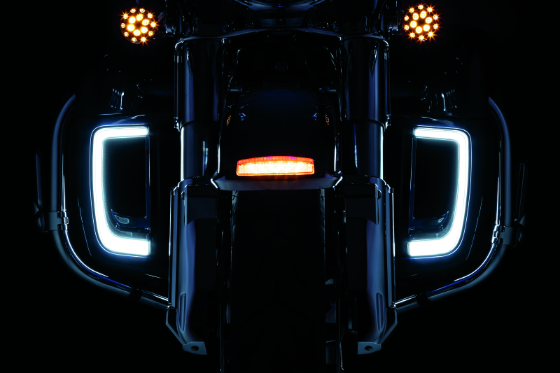 Kuryakyn 5063 Motorcycle Lighting Accessory: Tracer LED Running Light/Turn Signal Fairing Lower Grills for 2014-20 Harley-Davidson Motorcycles, Chrome, 1 Pair
