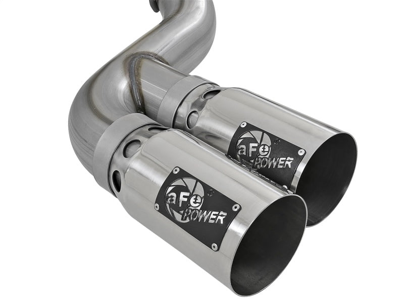 aFe Rebel XD 4in SS Down-Pipe Back Exhaust w/Dual Polished Tips 17-18 Ford Diesel Trucks V8-6.7L(td) 49-43102-P