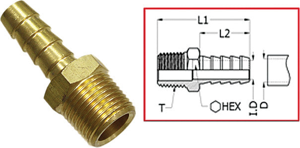 SP1 MR-07305-1 Hose Barb Fitting - Male 1/4in. NPT Thread X 5/16in.