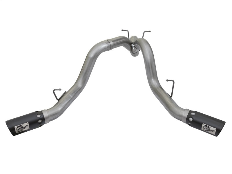 aFe LARGE BORE-HD 4in 409-SS DPF-Back Exhaust w/Dual Black Tips 2017 GM Duramax V8-6.6L (td) L5P 49-44086-B