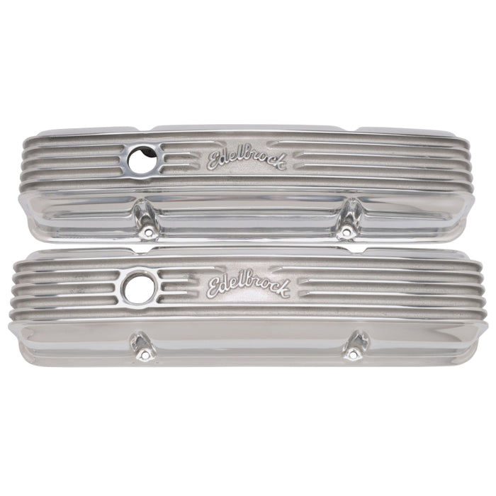 Edelbrock Valve Cover Classic Series Chevrolet 1959-1986 262-400 CI V8 Polshed 4144