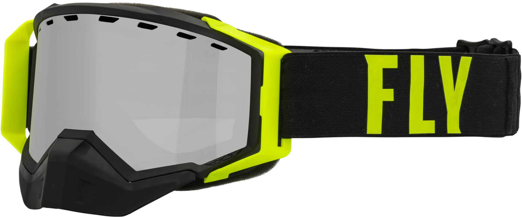 Fly Racing 2023 Zone Pro Snow Goggle (Black/Hi-Vis W/Silver Mirror/Polarized Smoke Lens, Adult)