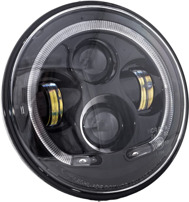 Letric Lighting Co. LLC-ILHP-7B 7in. Premium LED Headlight with Full-HALO For compatible with Indian - Black