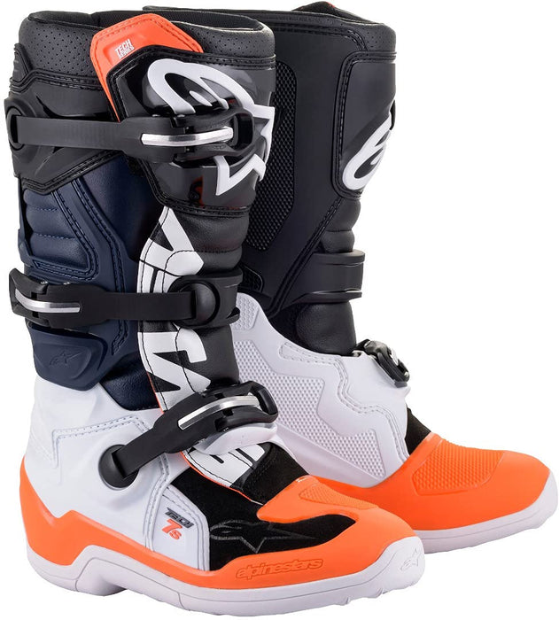 Alpinestars Youth Tech 7S Motocross Boot, Black/White/Orange, 5