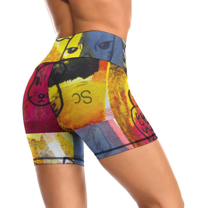 High Waisted Biker Shorts for Women - Buttery Soft Yoga Workout Printed ShortsGraffiti