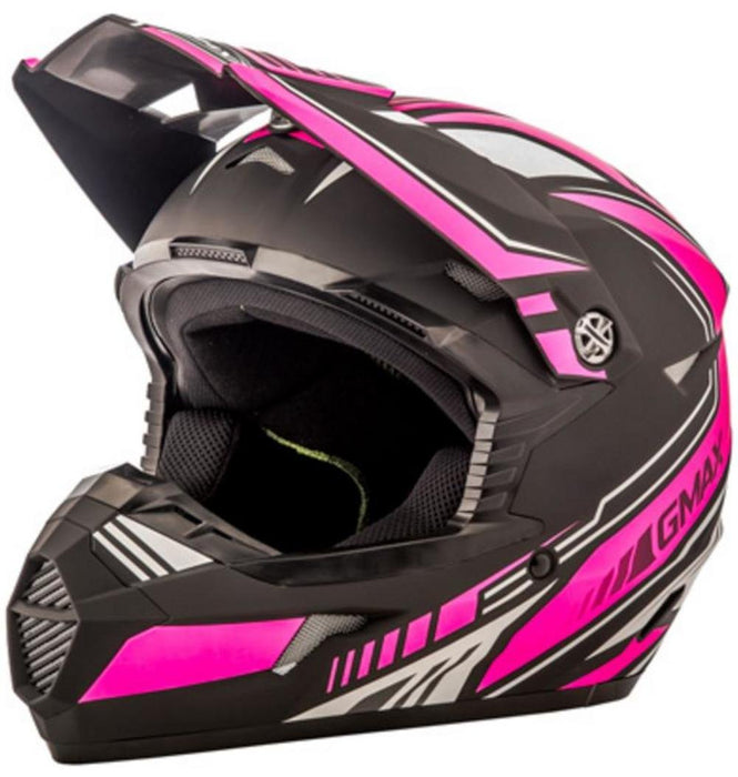 GMAX G3467403TC-14 unisex-adult full-face-helmet-style Helmet (Mx46 Uncle ) (Flat Black/Pink, X-Small)